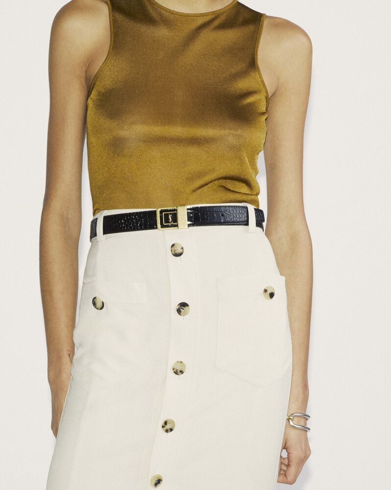 la 66 buckle belt in crocodile-embossed leather - Image 3